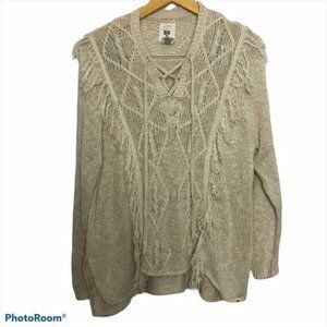 Billabong Bohemian Hippie Fringe Knit Sweater